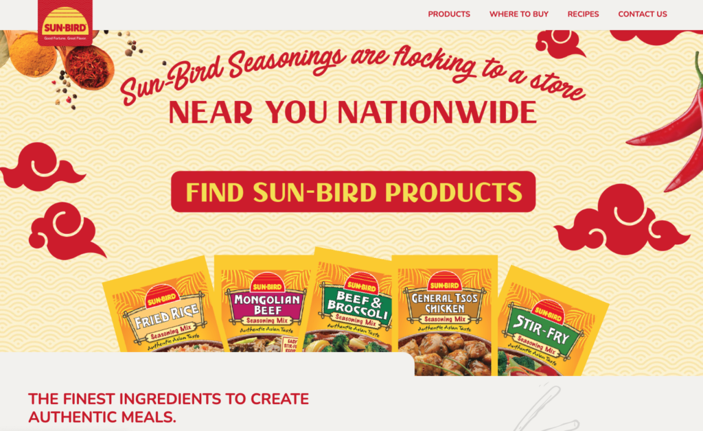 Sunbird Seasonings website